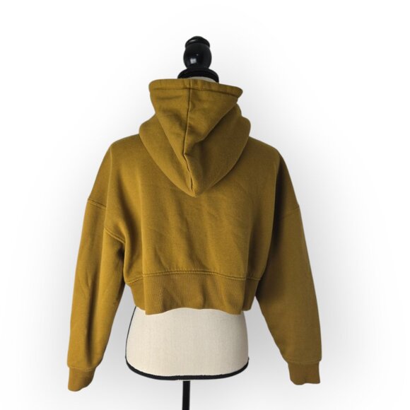 Forever 21 Army Green Brown Cropped Fleece Hoodie Medium - Picture 4 of 8